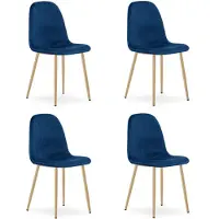 Leobert Chaise - - Padva - Fluwelen bekleding, marineblauw / Houten poten - 44,5 x 53 x 87 cm - Set van 4