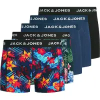 Jack & Jones Heren boxershorts effen trunks jacozzie 5-pack donkerblauw/zwart gebloemd/effen