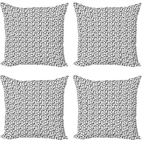 Abakuhaus Decoratieve kussenhoes met teckelmotief, 4 stuks, moderne accenten, dubbelzijdige digitale print, 50 x 50 cm, antracietgrijs en wit