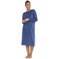 Beeren Cocodream velours nachthemd dames - Dots - Warm winter nachtjaon - Blauw / S