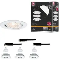 Paulmann inbouwlamp NOVA wit Ø 9 cm draaibaar 827 dimbaar set van 3 NOVA,, wit / opaal, Badkamer, Aluminium, Modern, plafondlamp