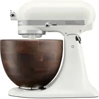 KitchenAid Artisan 5KSM156WBEPL - Keukenmachine - 4,7L - Wit - Houten Mengkom - 3 Menghaken