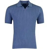 Baileys polo v-hals blauw strepen normale fit