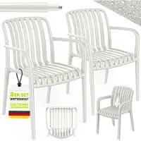 Tillvex Tuinstoelen 2-delige Set Stapelbaar Weerbestendig met Armleuning | Outdoor Stoelen tot 120kg Belastbaar | Tuinstoelen Outdoor | Terrasstoel Tuinmeubelen Balkon Tuin Terras
