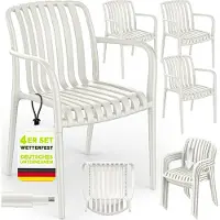 Tillvex Tuinstoelen 4-delige Set Stapelbaar Weerbestendig met Armleuning | Outdoor Stoelen tot 120kg Belastbaar | Tuinstoelen Outdoor | Terrasstoel Tuinmeubelen Balkon Tuin Terras
