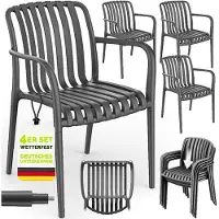 Tillvex Tuinstoelen 4-delige Set Stapelbaar Weerbestendig met Armleuning | Outdoor Stoelen tot 120kg Belastbaar | Tuinstoelen Outdoor | Terrasstoel Tuinmeubelen Balkon Tuin Terras