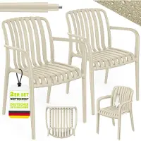 Tillvex Tuinstoelen 2-delige Set Stapelbaar Weerbestendig met Armleuning | Outdoor Stoelen tot 120kg Belastbaar | Tuinstoelen Outdoor | Terrasstoel Tuinmeubelen Balkon Tuin Terras
