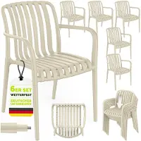 Tillvex Tuinstoelen 6-delige Set Stapelbaar Weerbestendig met Armleuning | Outdoor Stoelen tot 120kg Belastbaar | Tuinstoelen Outdoor | Terrasstoel Tuinmeubelen Balkon Tuin Terras