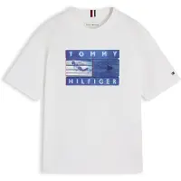 Tommy Hilfiger T-shirt met logo - wit Jongens Katoen Logo - maat 116