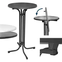 Beautissu Bellini Inklapbaar Statafel Rond 60 cm Grijs Outdoor Tafel Weerbestendig Hittebestendigheid Eenvoudige Montage Voorgemonteerd