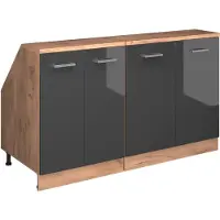 Vicco R-Line Keukenkast voor schuine wand – 140 cm Set van 2 kastrompen 60 cm diepte Antraciet Hoogglans