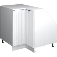 Vicco R-Line Hoekkeukenkast voor schuine wand – 75.6 cm met 1 deur, kastromp 60 cm diepte Witte golf