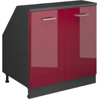 Vicco R-Line Keukenkast voor schuine wand – 80 cm met 2 deuren, kastromp 60 cm diepte Rode hoogglans