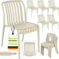Tillvex Tuinstoelen 6-delige Set Stapelbaar Weerbestendig zonder Armleuning | Outdoor Stoelen tot 120kg Belastbaar | Tuinstoelen Outdoor | Terrasstoel Tuinmeubelen Balkon Tuin Terras