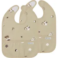 Meyco Slabber Met Opvangbakje Forest Animals Sand 2-pack