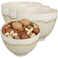 Mica Decorations Serveer/chips schaaltje Ethan - 4x - creme - 8 x 11 cm - keramiek - kommetjes