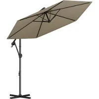 LifeGoods Zweefparasol - Rond Ø300 cm - UPF 50+ en Waterdicht - Taupe