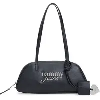 Tommy Hilfiger Schoudertas 'Metal Logo Shoulder' zwart / zilver