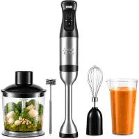 Savoré Kitchen Staafmixer Pro+ 1500W – Mixer Set met Hakmolen 600ml, Garde, Melkopschuimer en Maatbeker – 5 Snelheden – 6 Messen – RVS