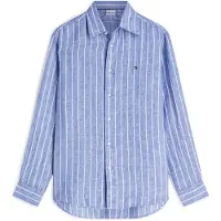 Tommy Hilfiger Overhemd 'Regular Fit Textured Stripe Pure' blauw / wit