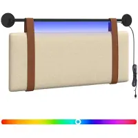 vidaXL Hangend hoofdbord Met LED-verlichting Crèmekleurig Antiek PU