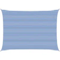 vidaXL Zonneschaduwzeil 5 x 6 m HDPE Rechthoekig Blauw en Wit