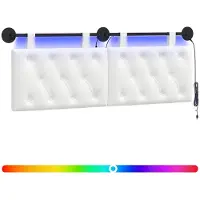 vidaXL Hangend hoofdbord Met LED-verlichting Wit Stof