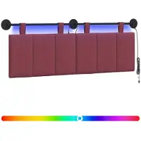 vidaXL Hangend hoofdbord Met LED-verlichting Wijnrood Stof