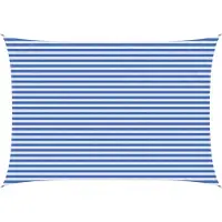 vidaXL Zonneschaduwzeil 3,5 x 4,5 m HDPE Rechthoekig Blauw en Wit