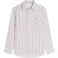 Tommy Hilfiger Overhemd 'Regular Fit Textured Stripe Pure' opaal / kersrood / wit