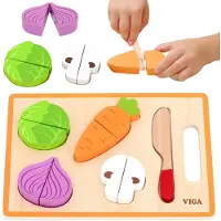 Vigatoys Viga Houten Montessori Educatieve puzzel Groenten om te snijden - UNI