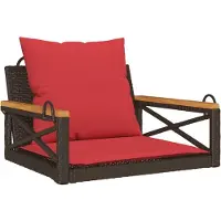 vidaXL Schommelbank met kussens 63x62x40 cm poly rattan bruin