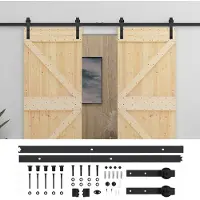 vidaXL Schuifdeur 2 st 90 x 210 cm Massief grenenhout Naturel en Zwart