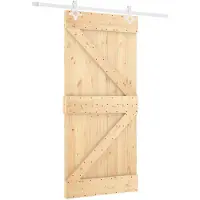 vidaXL Schuifdeur Natuurlijk en Wit 90 x 210 cm Massief grenenhout