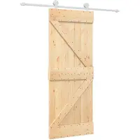 vidaXL Schuifdeur 80 x 210 cm Massief grenenhout Natuurlijk en Wit