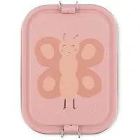 Trixie | Brooddoos Groot - Mrs. Butterfly - RSV Lunchbox voor Kinderen - Makkelijk te openen - Broodtrommel - 2 vakken - Roze