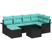 vidaXL Tuinbank Set 7 st Zwart poly rattan