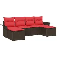 vidaXL Tuinbank Set 6 st Bruin Poly rattan
