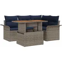 vidaXL Tuinbank Set 5 st Grijs Poly rattan
