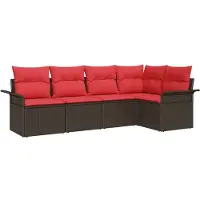 vidaXL Tuinbank Set 5 st Bruin poly rattan