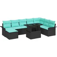 vidaXL Tuinbank Set 9 st Zwart [Synthetisch]: Poly Riet