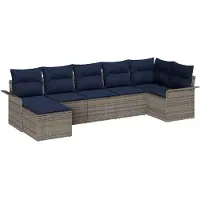 vidaXL Tuinbank Set 7 st Lichtgrijs poly rattan