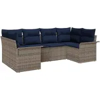 vidaXL Tuinbank Set 6 st Grijs Poly rattan