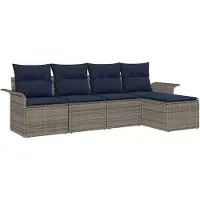vidaXL Tuinbank Set 5 st Grijs poly rattan
