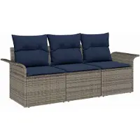 vidaXL Tuinbank Set 3 st Grijs Poly rattan