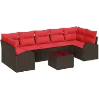 vidaXL Tuinbank Set 8 st 7-Aantal zitplaatsen Bruin en Rood