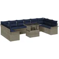 vidaXL Tuinset met 11 delen, grijs, polyrotan