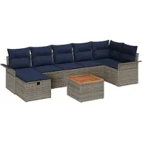 vidaXL Tuinbank Set 8 st Grijs Poly rattan