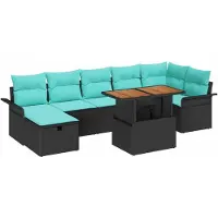 vidaXL Tuinbank Set 8 st Zwart poly rattan
