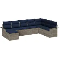vidaXL Tuinbank Set 8 st Lichtgrijs Poly rattan